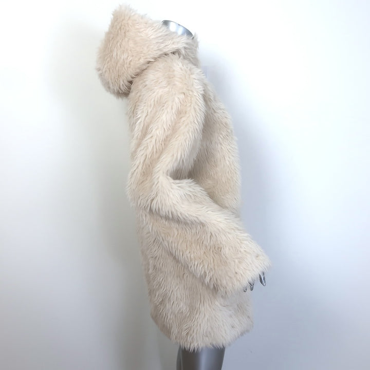 A.L.C. Winston Faux Fur Hooded Coat Cream Size Extra Small