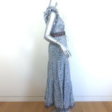 SAYLOR Brisa Flutter Sleeve Midi Dress Light Blue Floral Print Cotton Size Small