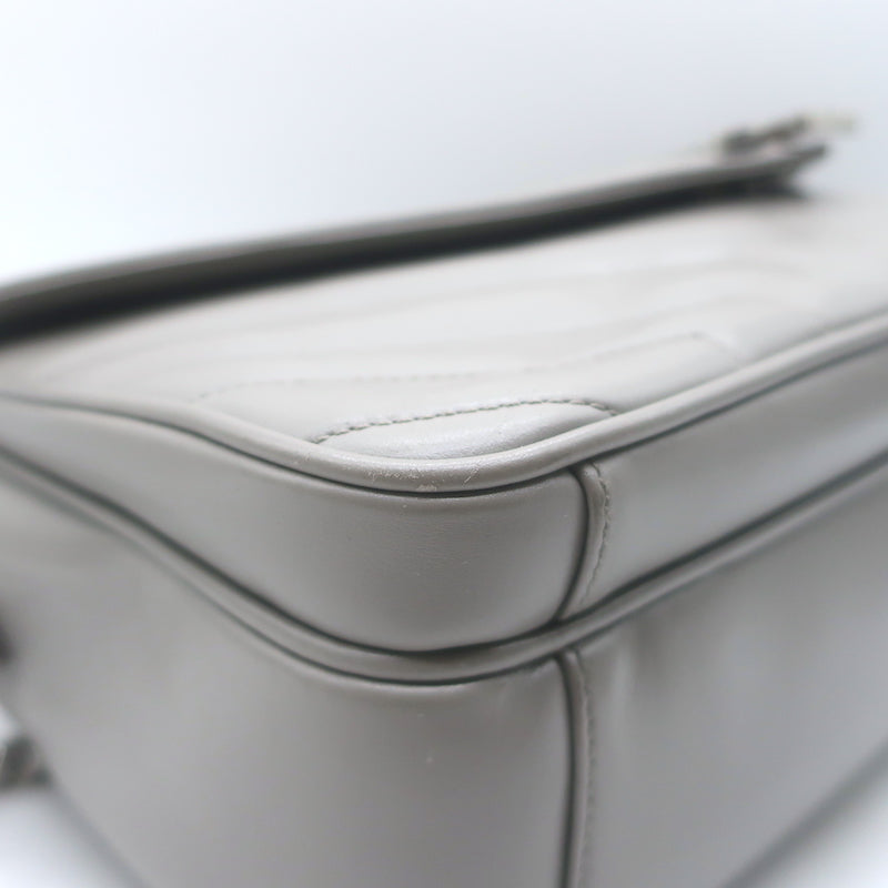 Saint Laurent Loulou Large Crossbody Gray Quilted Leather Chain Strap Bag