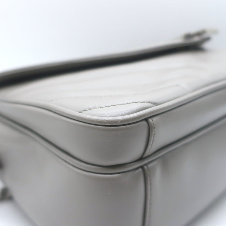 Saint Laurent Loulou Large Crossbody Gray Quilted Leather Chain Strap Bag