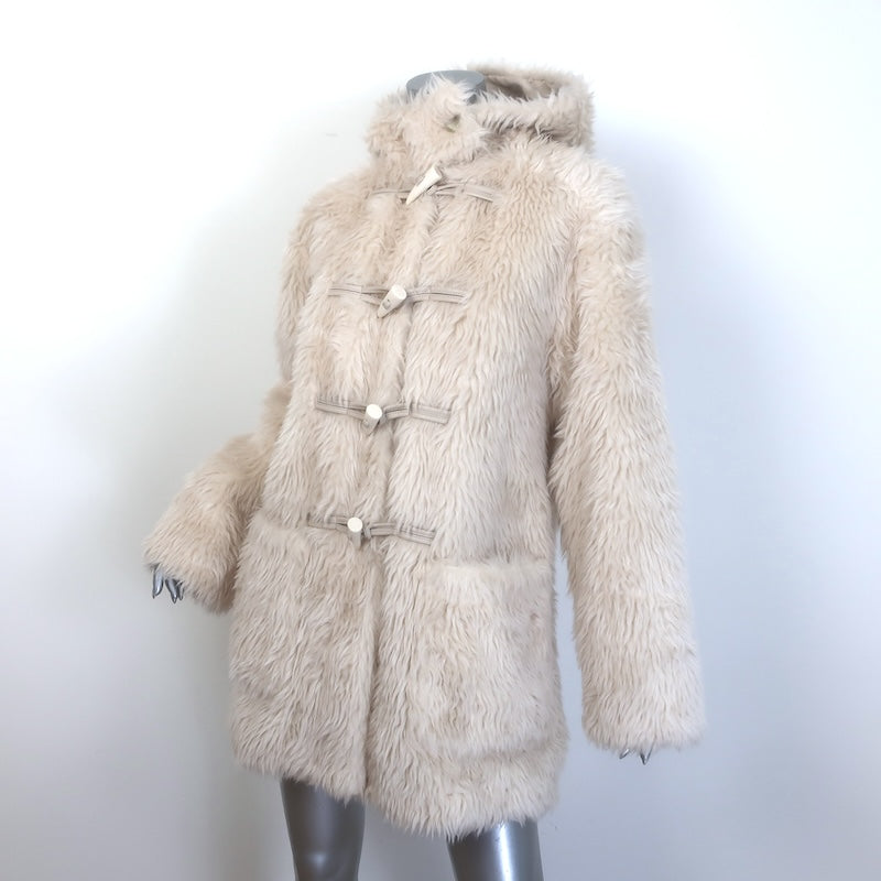 A.L.C. Winston Faux Fur Hooded Coat Cream Size Extra Small
