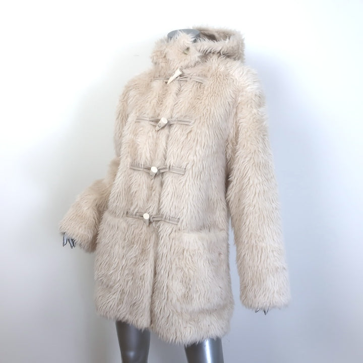 A.L.C. Winston Faux Fur Hooded Coat Cream Size Extra Small