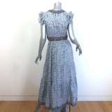 SAYLOR Brisa Flutter Sleeve Midi Dress Light Blue Floral Print Cotton Size Small