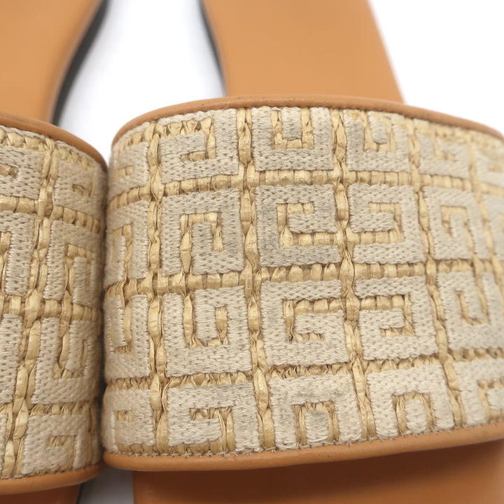 Givenchy 4G Raffia Flat Slide Sandals Beige Size 39