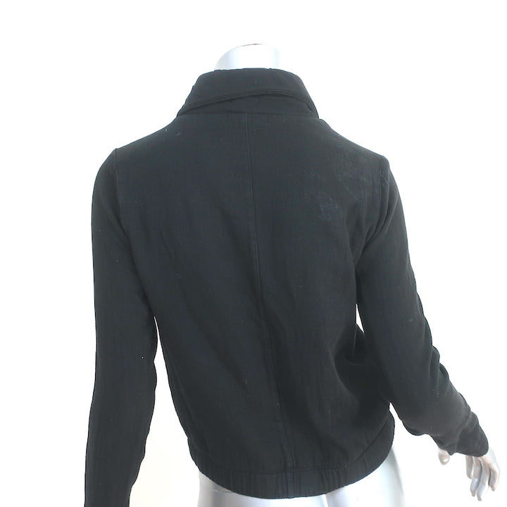 James Perse Drawstring-Hem Jacket Black Cotton Size 1