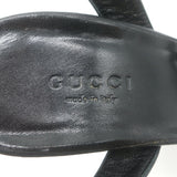 Gucci Leila Studded Platform Ankle Strap Sandals Black Leather Size 37.5