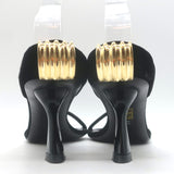 KHAITE Seigel Two-Strap Sandals Black Suede Size 37