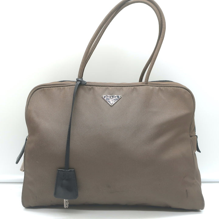 Prada Tessuto Nylon Tote Olive Brown Small Shoulder Bag