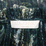 Ulla Johnson Tie-Neck Top Lilli Green Floral Print Size 6 Flutter Sleeve Blouse