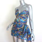 Zimmermann High Tide Wrap Romper Blue Ikat Print Linen-Silk Size 1 NEW