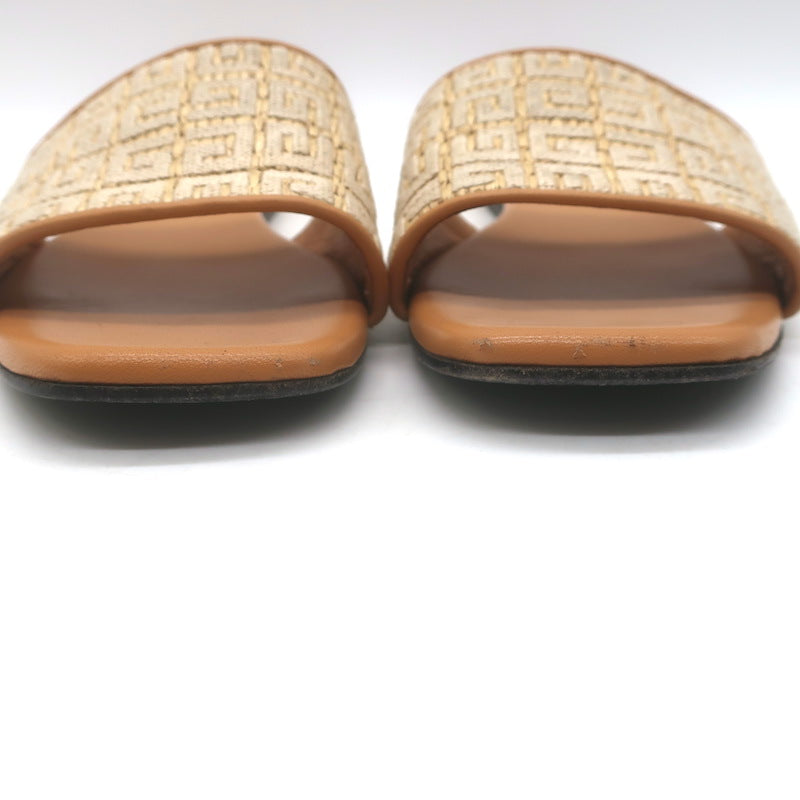 Givenchy 4G Raffia Flat Slide Sandals Beige Size 39