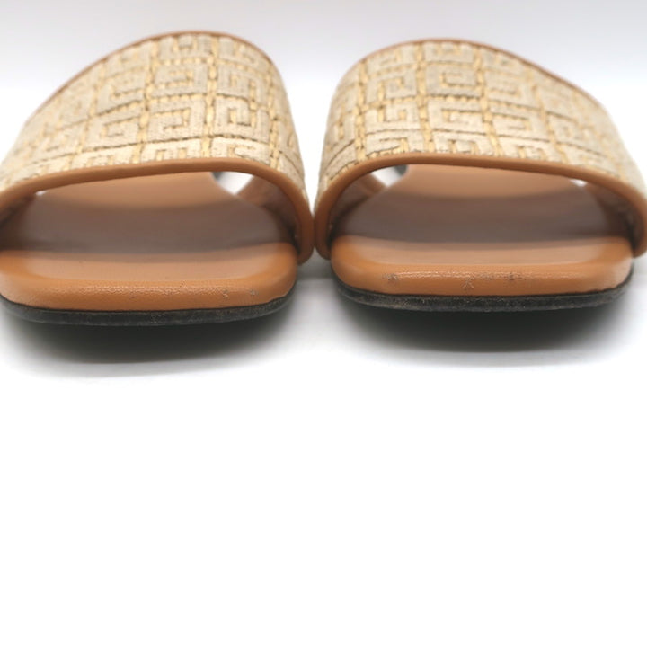 Givenchy 4G Raffia Flat Slide Sandals Beige Size 39