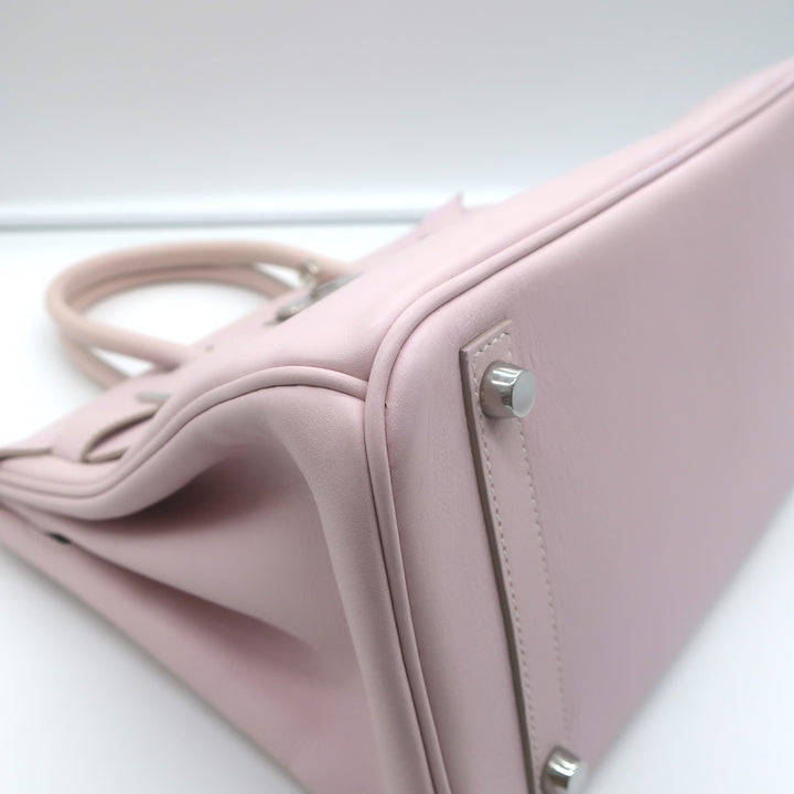 Hermes Birkin 30 Bag Rose Dragee Swift Leather Palladium Hardware