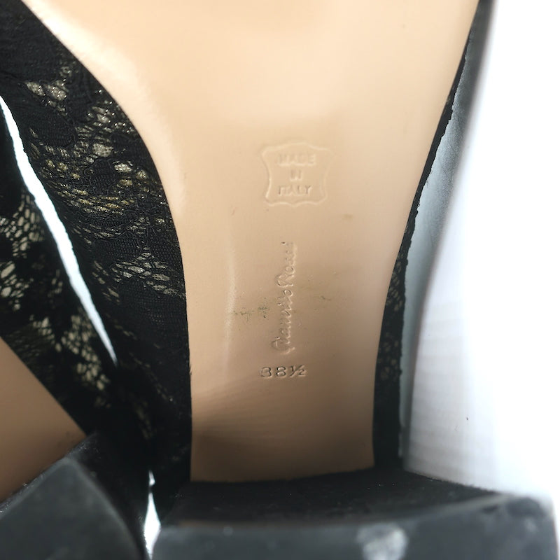 Gianvito Rossi Boleyn Boots Black Suede-Trimmed Lace Size 38.5