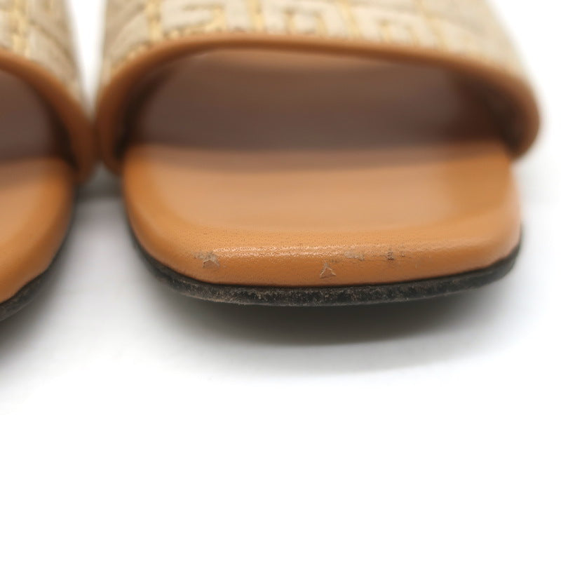 Givenchy 4G Raffia Flat Slide Sandals Beige Size 39