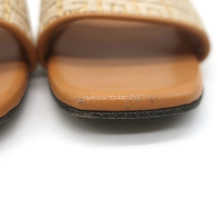 Givenchy 4G Raffia Flat Slide Sandals Beige Size 39