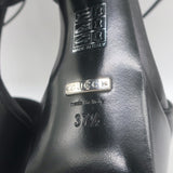 Gucci Leila Studded Platform Ankle Strap Sandals Black Leather Size 37.5