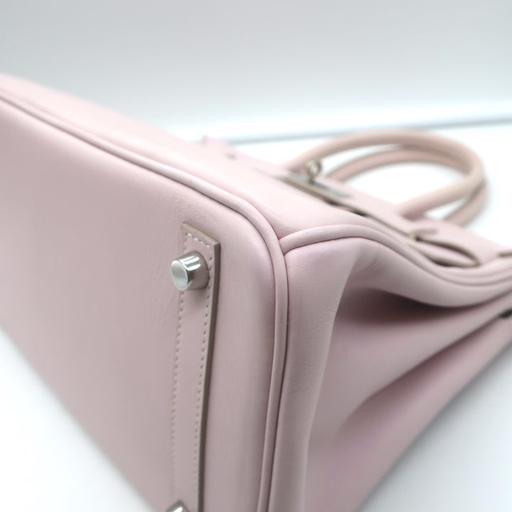 Hermes Birkin 30 Bag Rose Dragee Swift Leather Palladium Hardware