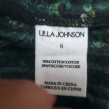 Ulla Johnson Tie-Neck Top Lilli Green Floral Print Size 6 Flutter Sleeve Blouse