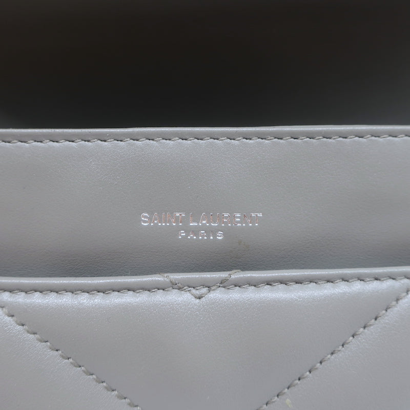 Saint Laurent Loulou Large Crossbody Gray Quilted Leather Chain Strap Bag