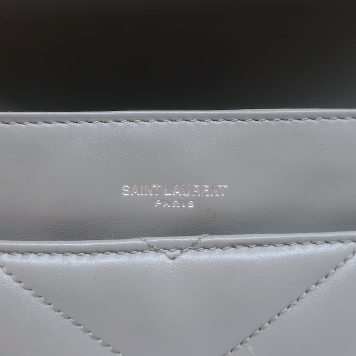 Saint Laurent Loulou Large Crossbody Gray Quilted Leather Chain Strap Bag