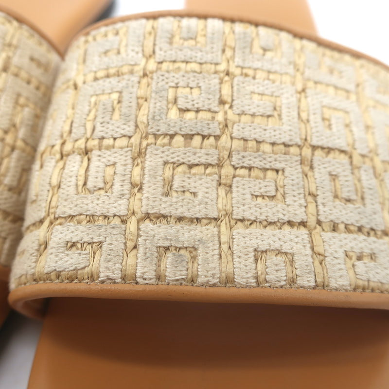 Givenchy 4G Raffia Flat Slide Sandals Beige Size 39