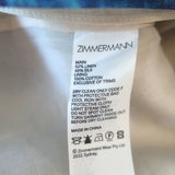 Zimmermann High Tide Wrap Romper Blue Ikat Print Linen-Silk Size 1 NEW