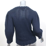 G. Label Goop Amylee Puff Sleeve Sweater Navy Chunky Cotton Knit Size Medium