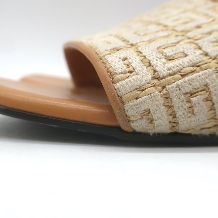 Givenchy 4G Raffia Flat Slide Sandals Beige Size 39