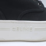 Celine Triomphe Platform High Top Sneakers Black Canvas Size 37 US 8