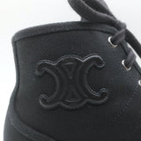 Celine Triomphe Platform High Top Sneakers Black Canvas Size 37 US 8