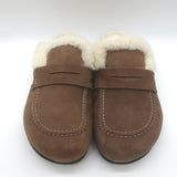 JW Anderson Shearling Penny Loafer Mules Brown Leather Size 38