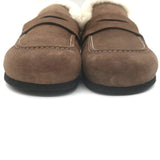 JW Anderson Shearling Penny Loafer Mules Brown Leather Size 38