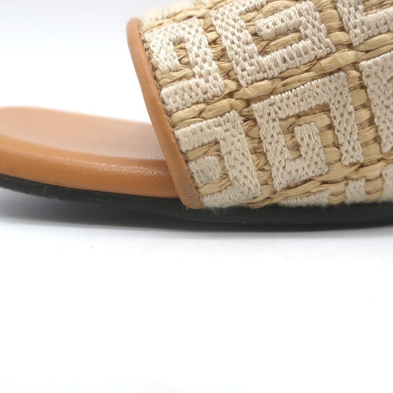 Givenchy 4G Raffia Flat Slide Sandals Beige Size 39