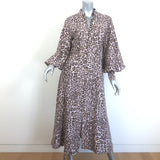 Zimmermann Sabotage Belted Button-Front Midi Dress Leopard Print Silk Size 1