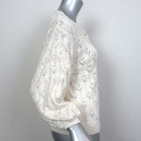 Sezane Anahi Crochet Knit Cardigan Cream Cotton-Alpaca Size Small