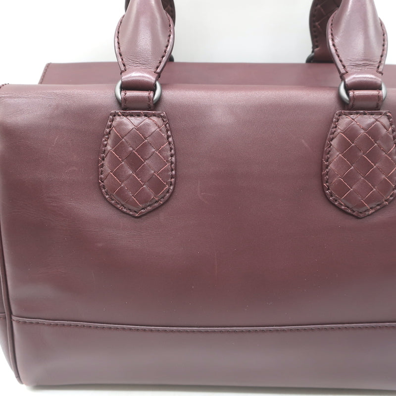 Bottega Veneta Ducale Intrecciato-Trim Bag Burgundy Leather Medium Crossbody