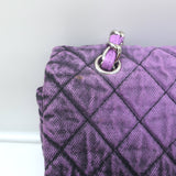 Chanel 2020 Denimpression Jumbo Chain Strap Quilted Flap Bag Purple