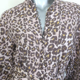 Zimmermann Sabotage Belted Button-Front Midi Dress Leopard Print Silk Size 1
