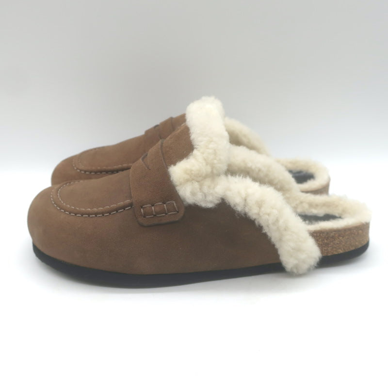 JW Anderson Shearling Penny Loafer Mules Brown Leather Size 38