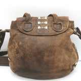 Calleen Cordero Medium Studded Crossbody Flap Bag Brown Distressed Leather