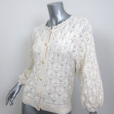 Sezane Anahi Crochet Knit Cardigan Cream Cotton-Alpaca Size Small