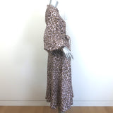 Zimmermann Sabotage Belted Button-Front Midi Dress Leopard Print Silk Size 1