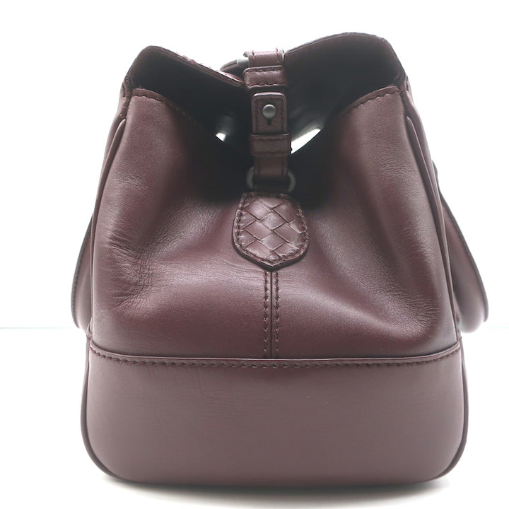 Bottega Veneta Ducale Intrecciato-Trim Bag Burgundy Leather Medium Crossbody