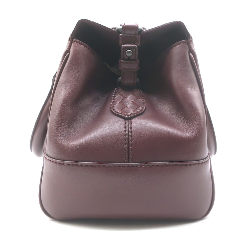 Bottega Veneta Ducale Intrecciato-Trim Bag Burgundy Leather Medium Crossbody