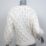 Sezane Anahi Crochet Knit Cardigan Cream Cotton-Alpaca Size Small