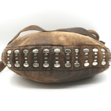 Calleen Cordero Medium Studded Crossbody Flap Bag Brown Distressed Leather
