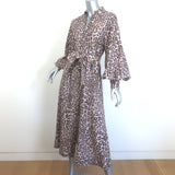 Zimmermann Sabotage Belted Button-Front Midi Dress Leopard Print Silk Size 1