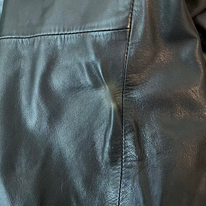 Vince Leather Hooded Bomber Jacket Black Size Medium