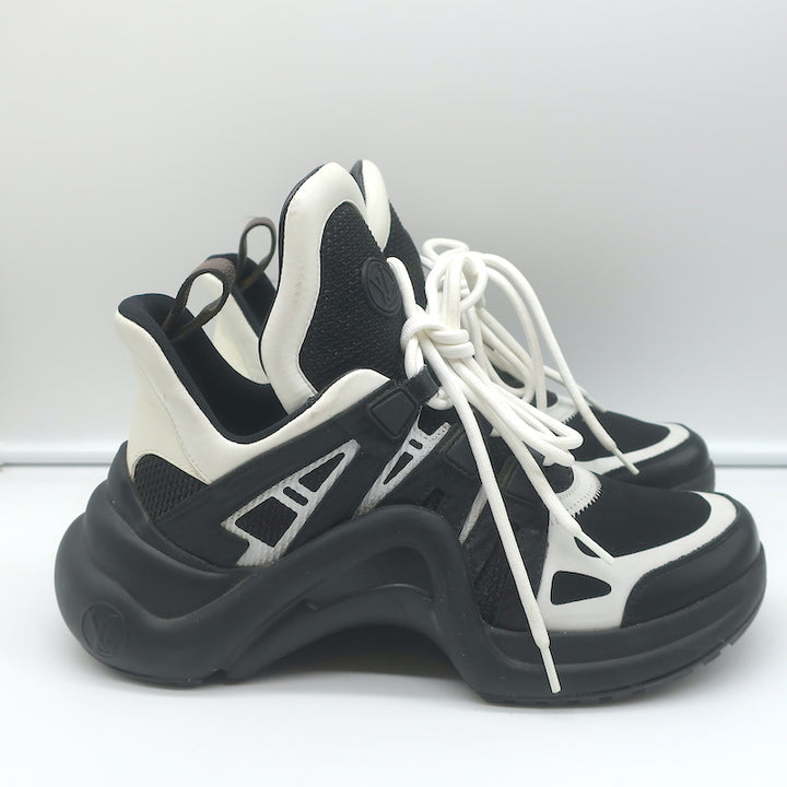 Louis Vuitton LV Archlight Sneakers Black Mesh &amp; White Leather Size 38